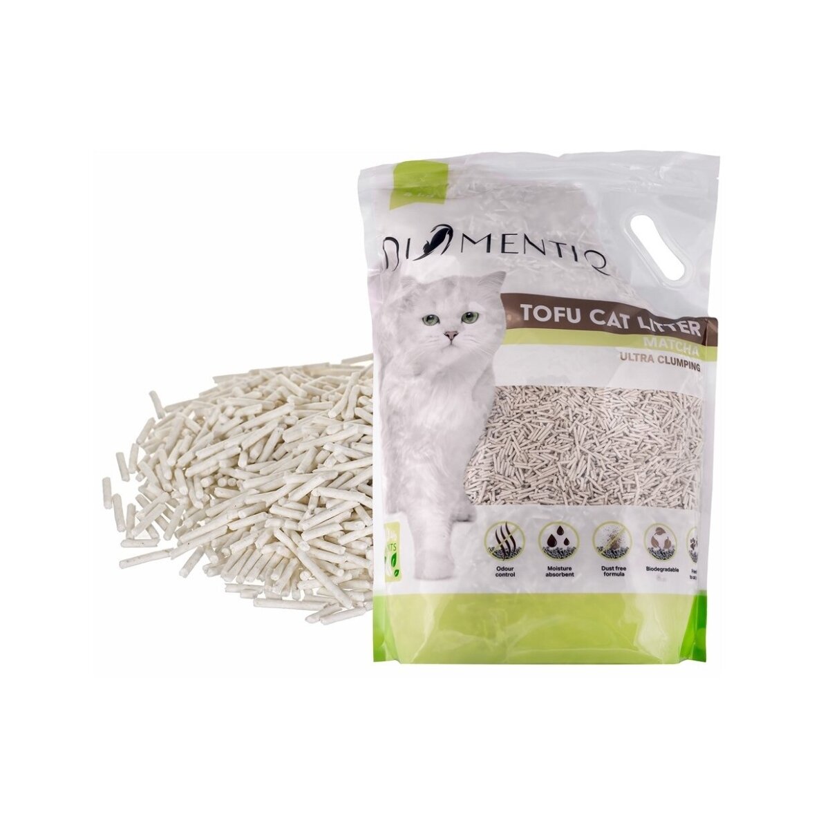 DIAMENTIQ Tofu Matcha Ultra Clumping – augalinis kraikas katėms, 4 kg DIAMENTIQ Tofu Matcha Ultra Clumping – augalinis kraikas katėms, 4 kg