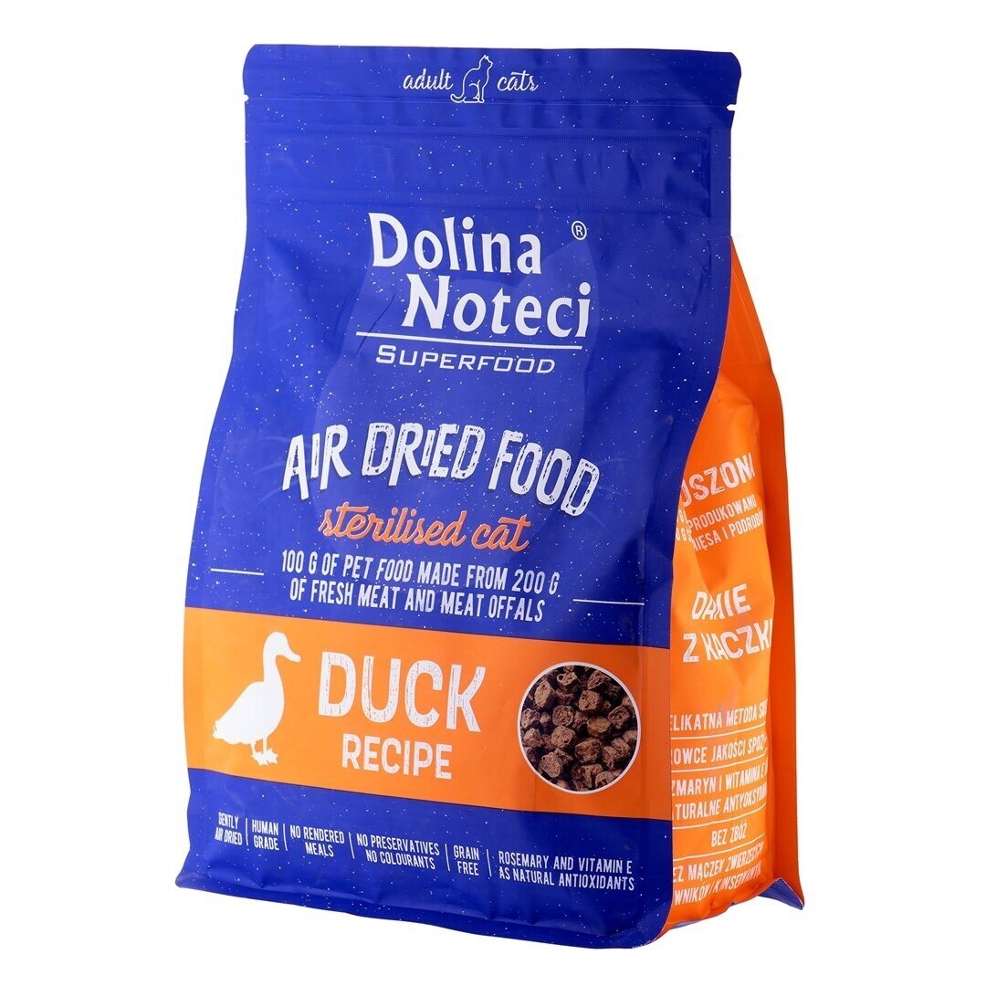 DOLINA NOTECI Superfood sterilizuotų kačių sausas ėdalas su antiena, 1 kg
