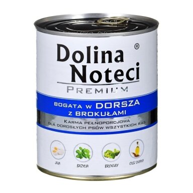 DOLINA NOTECI Premium - šlapias šunų ėdalas, gausus menkės ir brokolių - 800 g