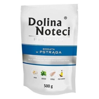 Dolina Noteci Premium šlapias šunų ėdalas, gausus upėtakiais, 500 g