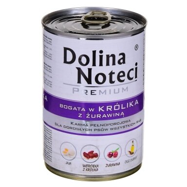 DOLINA NOTECI Premium - šlapias šunų ėdalas su triušiena ir spanguolėmis - 400 g