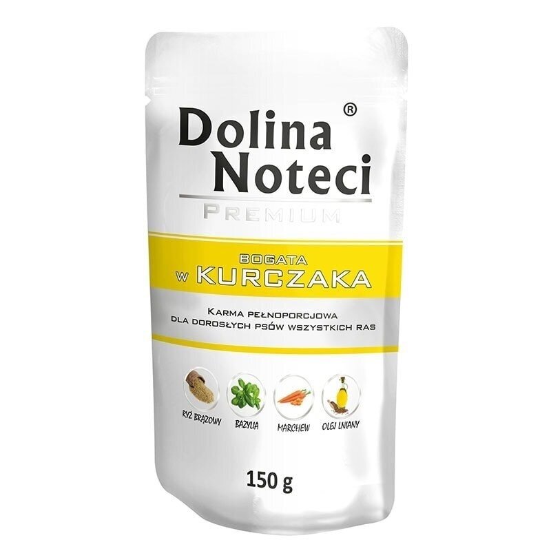 DOLINA NOTECI Premium klasės šlapias šunų ėdalas, kuriame gausu vištienos, 150 g
