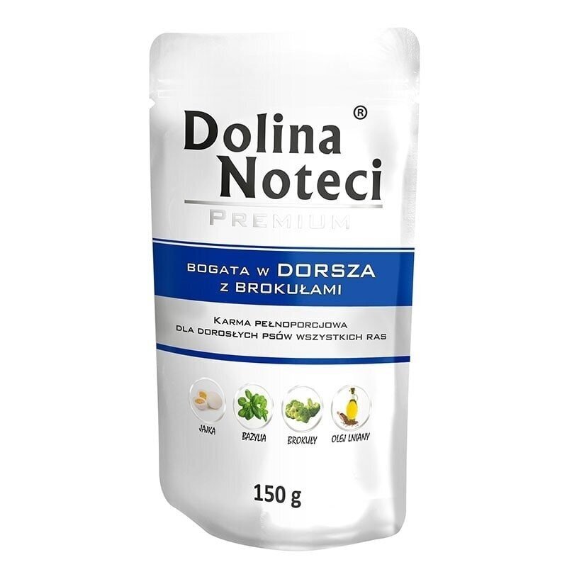 Dolina Noteci Premium - šlapias šunų ėdalas, gausus menkių ir brokolių - 150 g