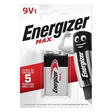 Energizer Max 9V 6LR61 (426660) leelispatarei, 1 tk, ökopakendis Energizer Max 9V 6LR61 (426660) leelispatarei, 1 tk, ökopakendis