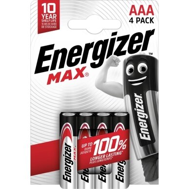 ENERGIZER ŠARMINĖS MAX AAA LR03 BATERIJOS, 4 VNT., EKOLOGIŠKA PAKUOTĖ 1 ENERGIZER ŠARMINĖS MAX AAA LR03 BATERIJOS, 4 VNT., EKOLOGIŠKA PAKUOTĖ 1