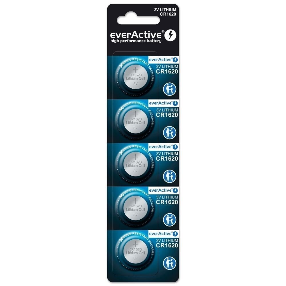 everActive CR1620 mini ličio baterijos, 5 vnt. (blisteris) everActive CR1620 mini ličio baterijos, 5 vnt. (blisteris)