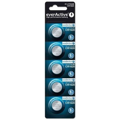 everActive CR1620 mini ličio baterijos, 5 vnt. (blisteris) everActive CR1620 mini ličio baterijos, 5 vnt. (blisteris)
