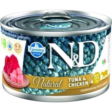 FARMINA N&D Cat Natural Tunas ir vištiena - šlapias kačių ėdalas - 140 g