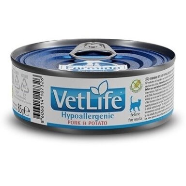 FARMINA Vet Life hipoalerginis kačių ėdalas su kiauliena ir bulvėmis, 85 g