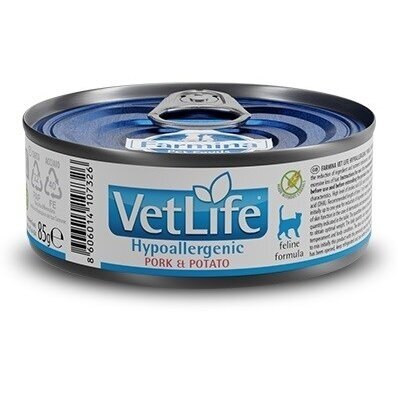 FARMINA Vet Life hipoalerginis kačių ėdalas su kiauliena ir bulvėmis, 85 g