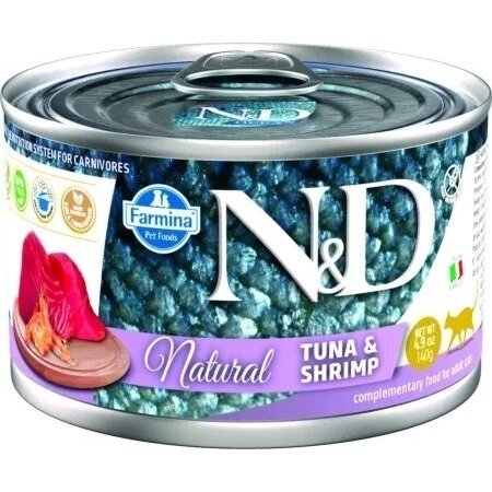 FARMINA N&D Cat Natural Tuna & Shrimp - šlapias kačių ėdalas - 140 g