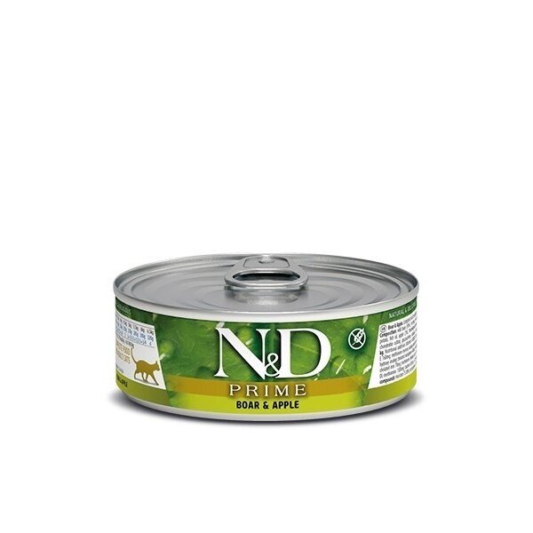FARMINA N&D CAT PRIME šernų ir obuolių pašaras 70 g FARMINA N&D CAT PRIME šernų ir obuolių pašaras 70 g