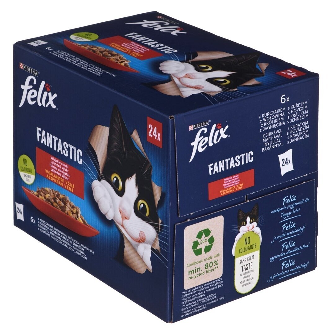 Felix Fantastic country skonis želė - Šlapias kačių maistas - 24 x 85 g Felix Fantastic country skonis želė - Šlapias kačių maistas - 24 x 85 g