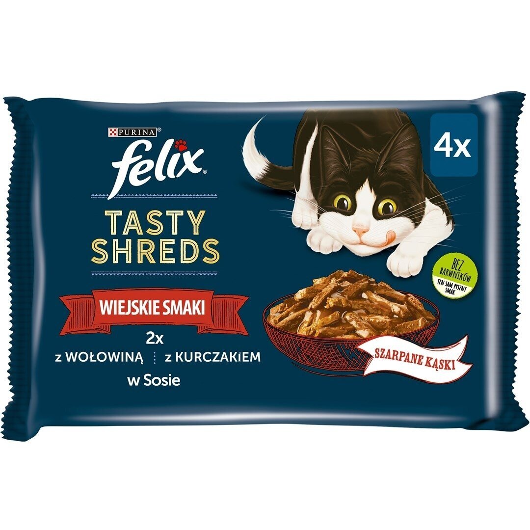 FELIX skanūs traškučiai su jautiena ir vištiena - 4 x 80 g
