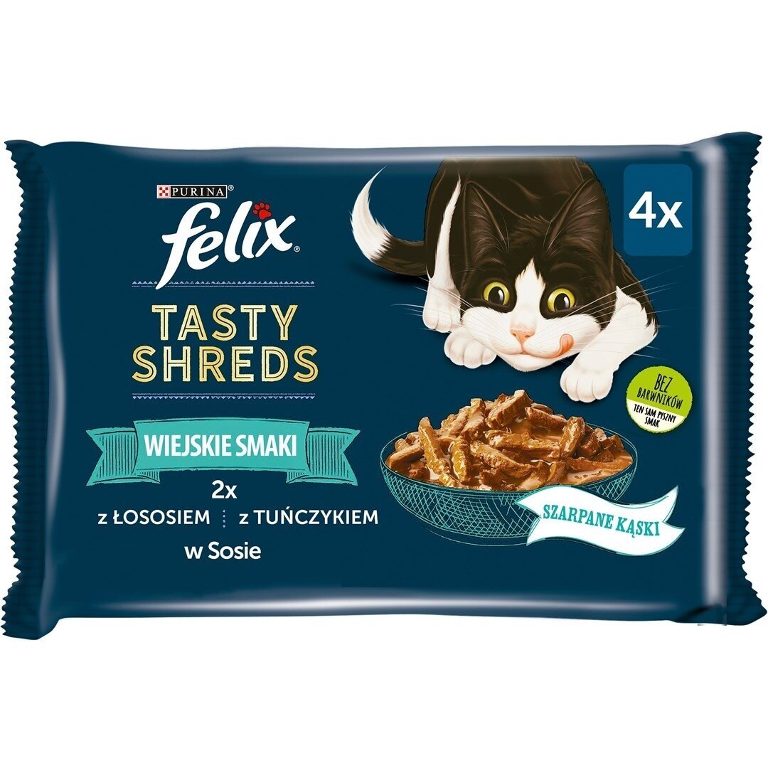 FELIX skanūs traškučiai su lašiša ir tunu - 4 x 80 g