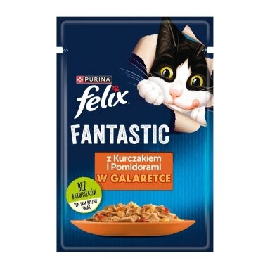 Felix Fanstastic vištienos ir pomidorų skonio šlapias kačių ėdalas, 85 g