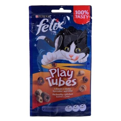 FELIX Play Tubes sausas kačių ėdalas su vištiena ir kepenėlėmis, 50 g FELIX Play Tubes sausas kačių ėdalas su vištiena ir kepenėlėmis, 50 g