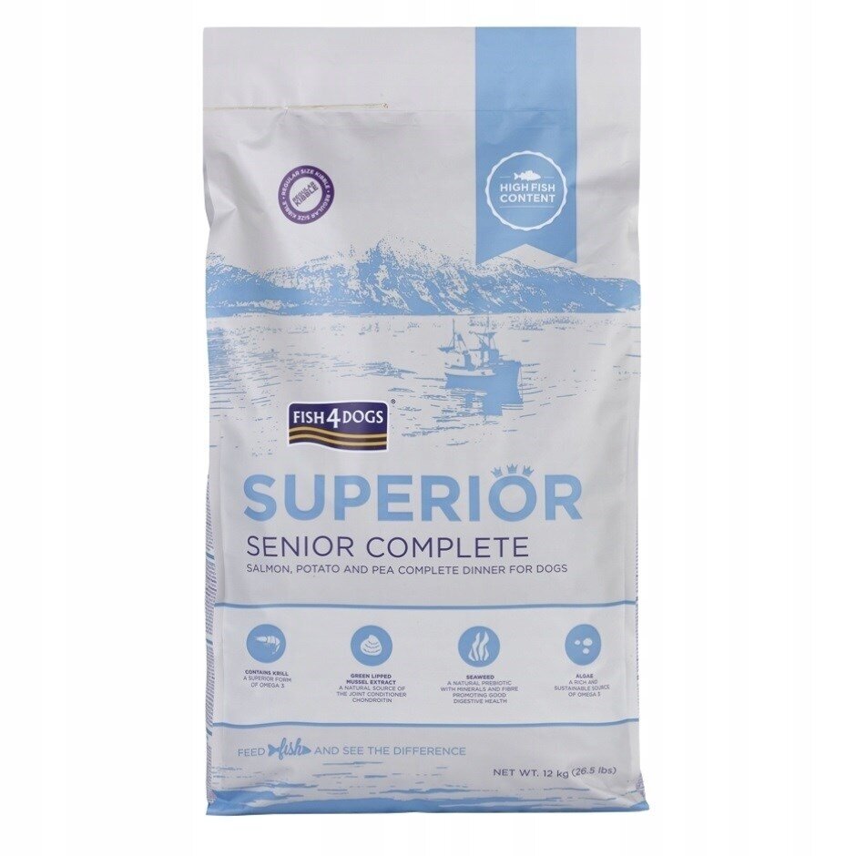 FISH4DOGS Superior Senior Medium Complete Salmon - sausas šunų ėdalas - 12 kg