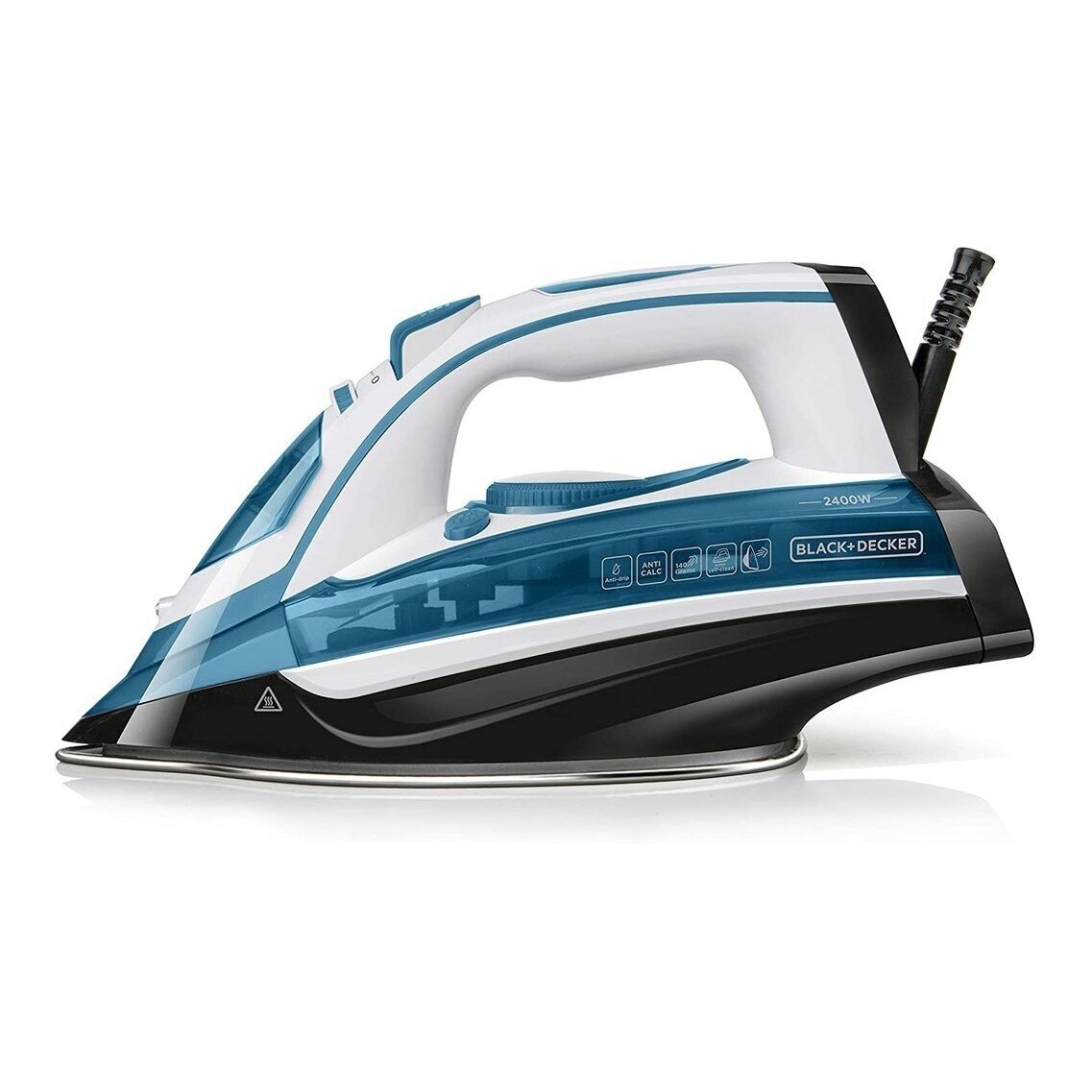 Garų lygintuvas Black+Decker BXIR2402E, 2400 W, baltas/mėlynas/juodas Garų lygintuvas Black+Decker BXIR2402E, 2400 W, baltas/mėlynas/juodas