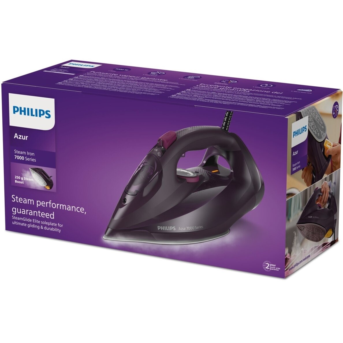 Garų lygintuvas Philips 7000 Series DST7061/30, 3000 W, SteamGlide Elite padas, violetinis 2 Garų lygintuvas Philips 7000 Series DST7061/30, 3000 W, SteamGlide Elite padas, violetinis 2