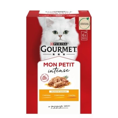 GOURMET Mon Petit paukštienos mišinys - šlapias kačių ėdalas - 6 x 50 g