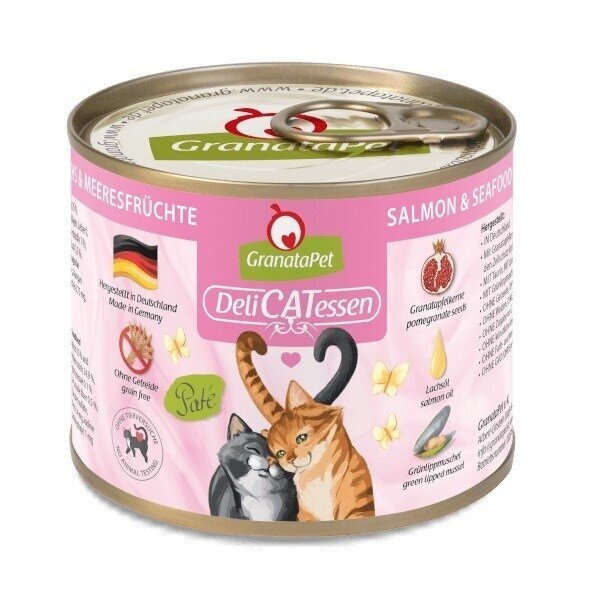 GRANATAPET DeliCATessen lašiša ir jūros gėrybės - šlapias kačių ėdalas - 200 g GRANATAPET DeliCATessen lašiša ir jūros gėrybės - šlapias kačių ėdalas - 200 g