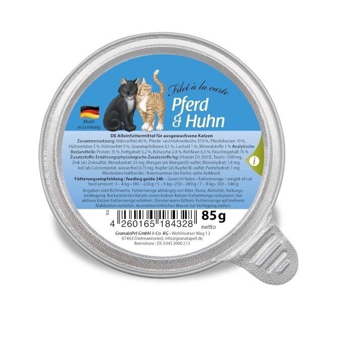 GRANATAPET Filet à la carte arklių ėdalas su vištiena - šlapias kačių ėdalas - 85 g GRANATAPET Filet à la carte arklių ėdalas su vištiena - šlapias kačių ėdalas - 85 g