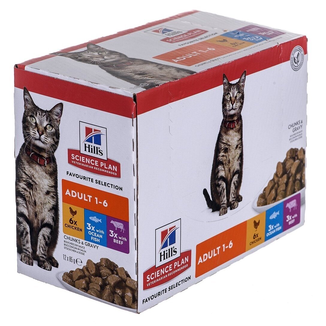HILL'S Feline Adult Multipack Classic - sausas ėdalas katėms 12 x 85 g HILL'S Feline Adult Multipack Classic - sausas ėdalas katėms 12 x 85 g