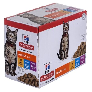 HILL'S Feline Adult Multipack Classic - sausas ėdalas katėms 12 x 85 g