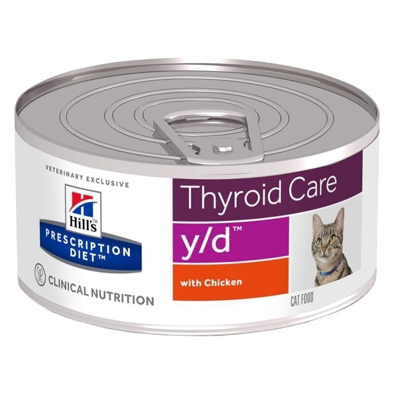 HILL'S PRESCRIPTION DIET Thyroid Care Feline y/d konservai katėms su vištiena, 156 g HILL'S PRESCRIPTION DIET Thyroid Care Feline y/d konservai katėms su vištiena, 156 g