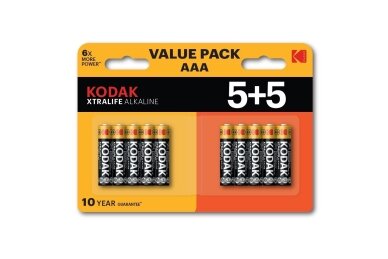 Kodak XTRALIFE Alkaline AAA Batterien, 10 Stück (5+5 Packung) Kodak XTRALIFE Alkaline AAA Batterien, 10 Stück (5+5 Packung)