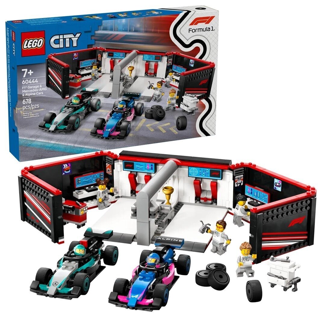LEGO City 60444 F1 garažas su Mercedes-AMG ir Alpine automobiliais LEGO City 60444 F1 garažas su Mercedes-AMG ir Alpine automobiliais