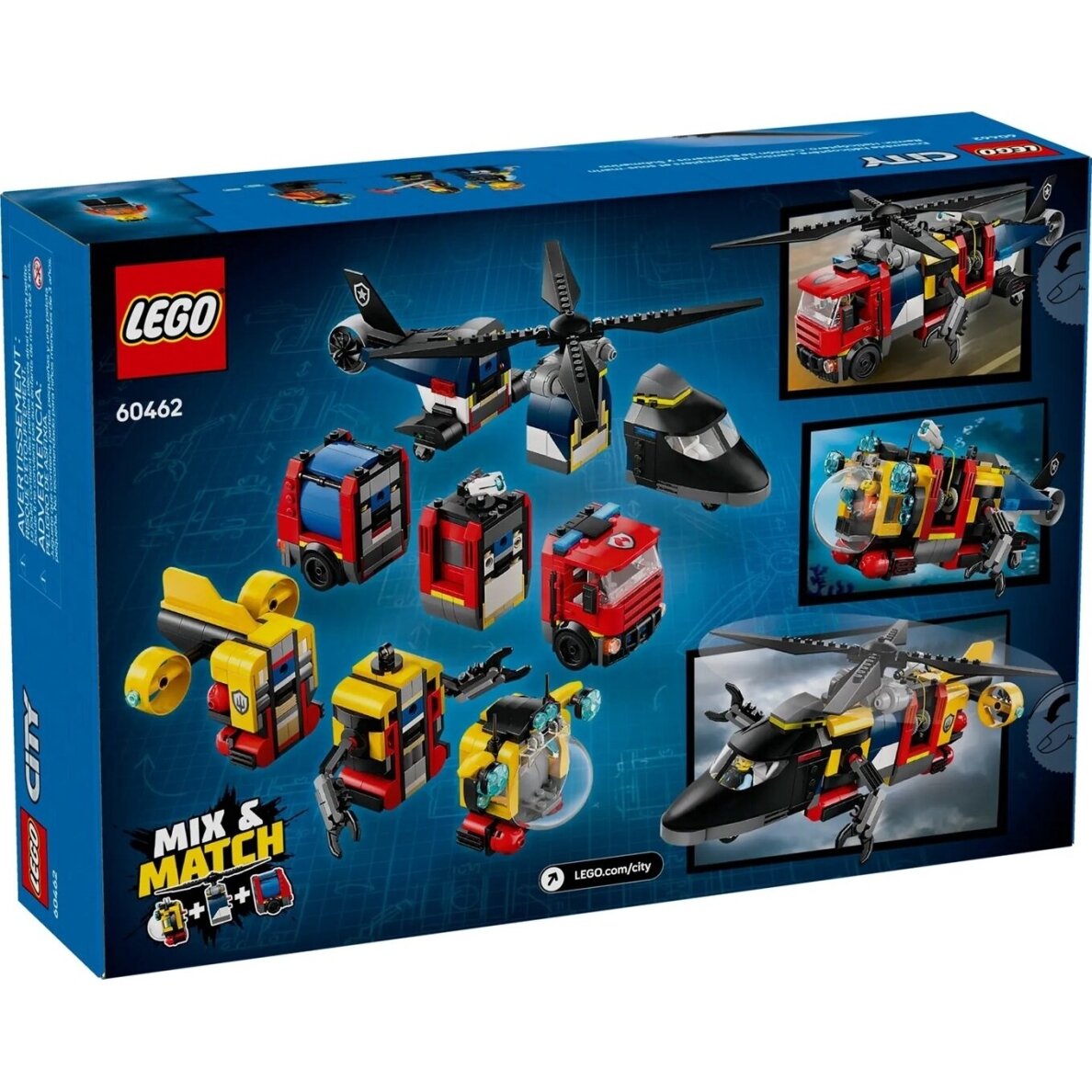 LEGO CITY 60462 Sraigtasparnio, gaisrinės sunkvežimio ir povandeninio laivo rinkinys (Remiksas) 1 LEGO CITY 60462 Sraigtasparnio, gaisrinės sunkvežimio ir povandeninio laivo rinkinys (Remiksas) 1