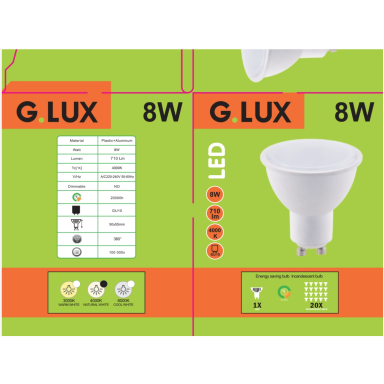 LED Lemputė GR-LED-GU10-PA9-8W 4000K