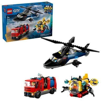 LEGO CITY 60462 Sraigtasparnio, gaisrinės sunkvežimio ir povandeninio laivo rinkinys (Remiksas) LEGO CITY 60462 Sraigtasparnio, gaisrinės sunkvežimio ir povandeninio laivo rinkinys (Remiksas)