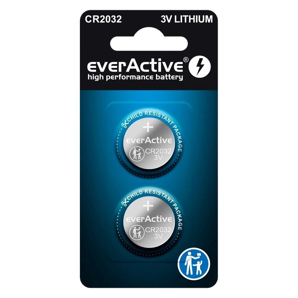 Ličio baterijos „everActive CR2032“ – 2 vnt. lizdinėje pakuotėje