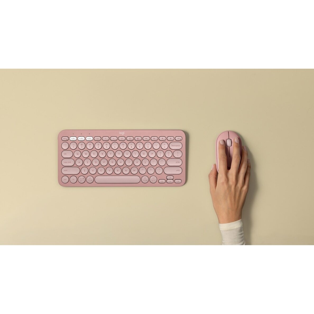 Logitech 910-007014 belaidė kelioninė pelė, abiem rankoms, RF + Bluetooth, 4000 DPI, rožinė 1
