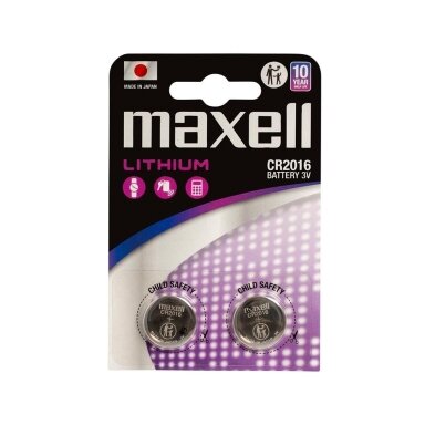 MAXELL CR2016 ličio monetinės baterijos, 3V, 2 vnt.