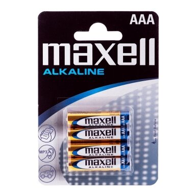 „Maxell“ šarminės LR-03 AAA baterijos, 4 vnt., vienkartinės baterijos