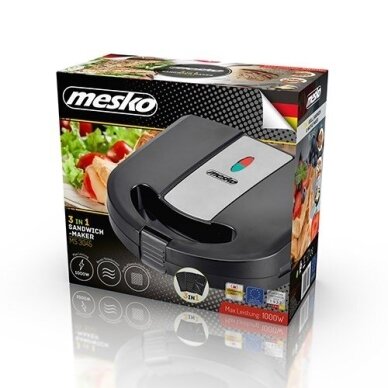 Mesko MS 3045 sumuštinių keptuvė 1000 W juoda 2 Mesko MS 3045 sumuštinių keptuvė 1000 W juoda 2