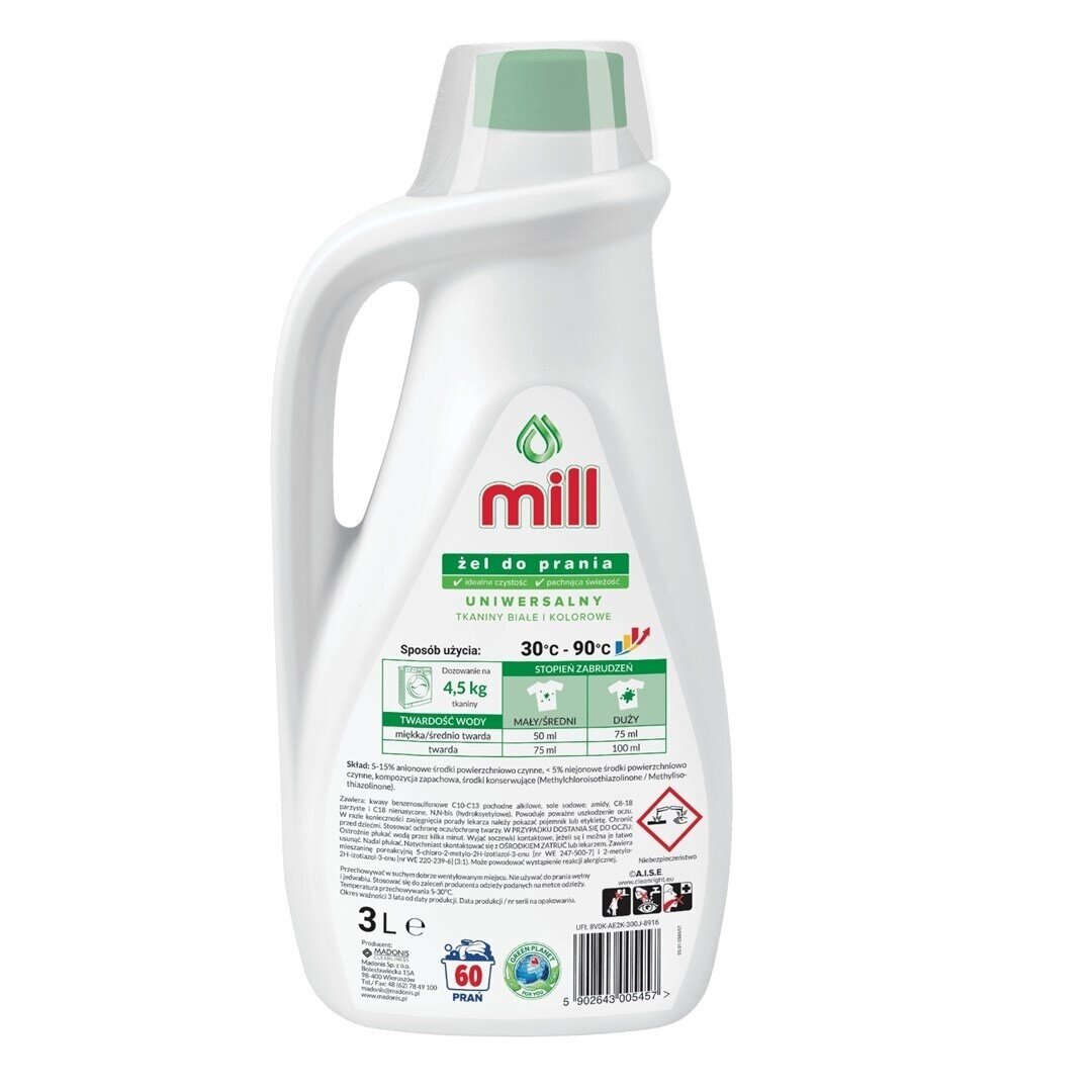 „Mill“ universalus skalbimo gelis, 3 l, 60 skalbimų 1 „Mill“ universalus skalbimo gelis, 3 l, 60 skalbimų 1