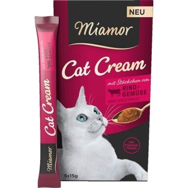 MIAMOR kačių kreminis jautienos skanėstas katėms - 5 x 15 g