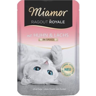 MIAMOR Ragout Royale Vištienos ir lašišos padaže - šlapias kačių ėdalas - 100 g