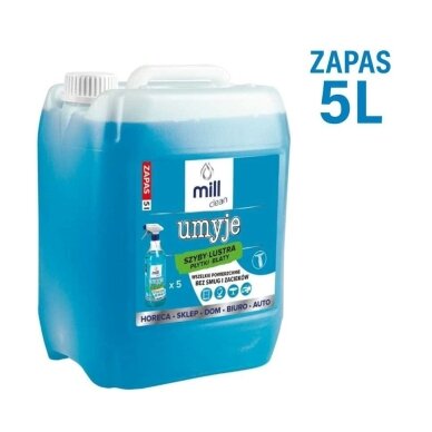 MILL CLEAN CLEANS 5 litrai. Skystas valiklis langams, veidrodžiams, plytelėms ir stalviršiams