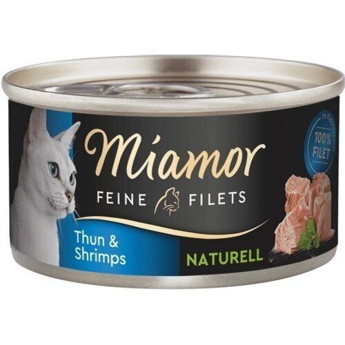 MIAMOR Feine Filets Naturell tunas su krevetėmis - šlapias kačių ėdalas - 80 g MIAMOR Feine Filets Naturell tunas su krevetėmis - šlapias kačių ėdalas - 80 g