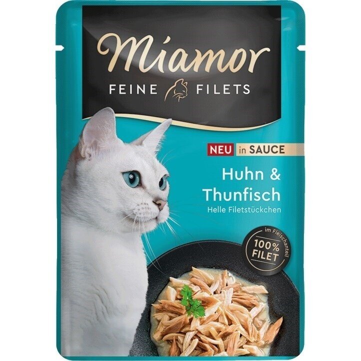 MIAMOR smulkiai pjaustyti vištienos filė su tunu padaže - šlapias kačių ėdalas - 100 g MIAMOR smulkiai pjaustyti vištienos filė su tunu padaže - šlapias kačių ėdalas - 100 g