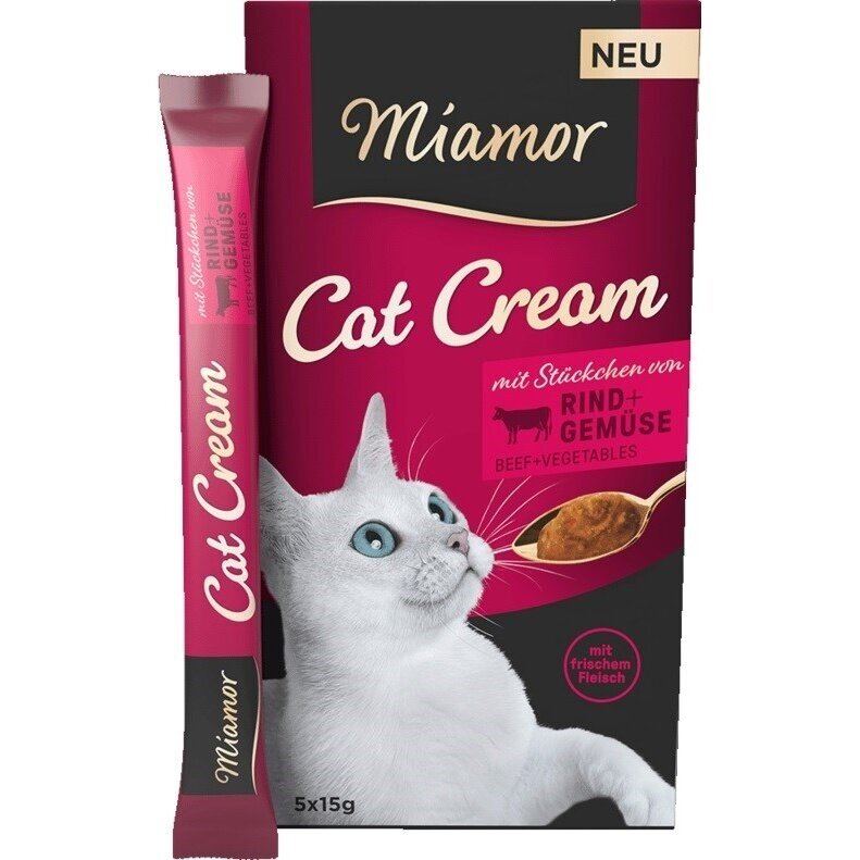 MIAMOR kačių kreminis jautienos skanėstas katėms - 5 x 15 g MIAMOR kačių kreminis jautienos skanėstas katėms - 5 x 15 g