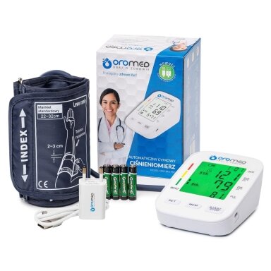 OROMED ORO-BP3 USB ŠALDYTUVAS elektroninis kraujospūdžio matuoklis + MAITINIMO ŠALTINIS