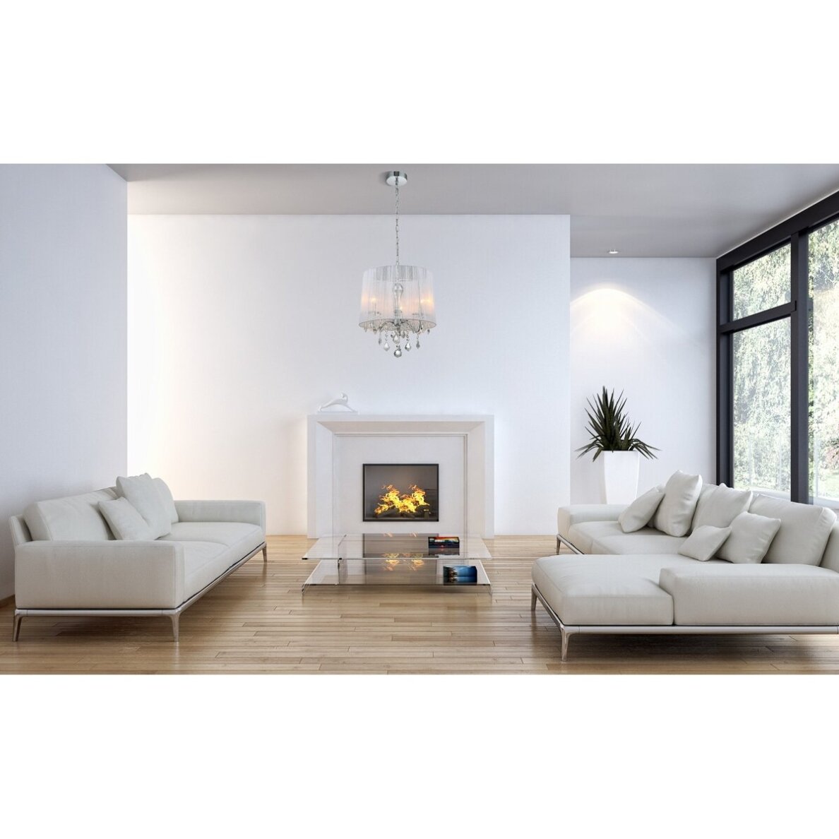 Pakabinamas šviestuvas Cornelia MDM-2572/3 W, chromo ir baltos spalvos, su kristalais, 3 lemputės 1
