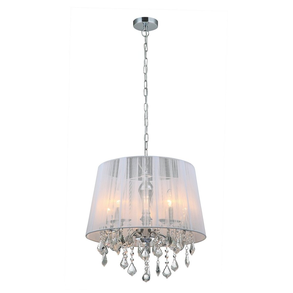 Pakabinamas šviestuvas Cornelia MDM-2572/5 W, chromo ir baltos spalvos, su kristalais, 5 lemputės